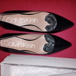 Calvin Klein Gabrianna Black Pointed Toe Low Heels 10
